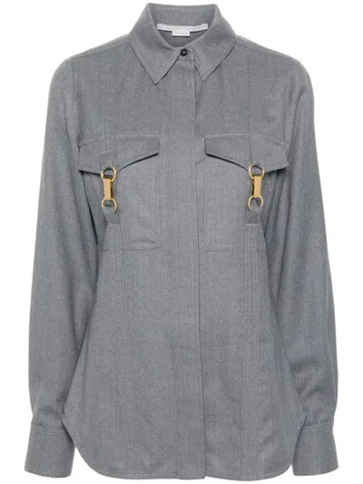 STELLA MCCARTNEY CLASP-EMBELLISHED WOOL SHIRT