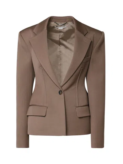 Stella Mccartney Sculpted Single-breasted Blazer In Mud