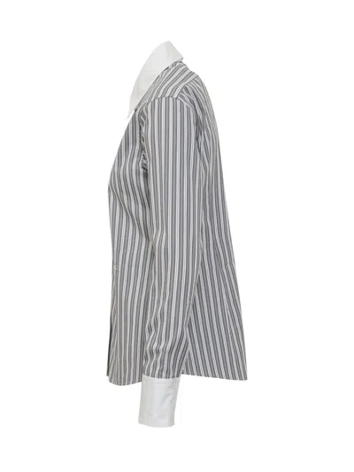Stella Mccartney Classic Striped Shirt With Collar In Grey/white