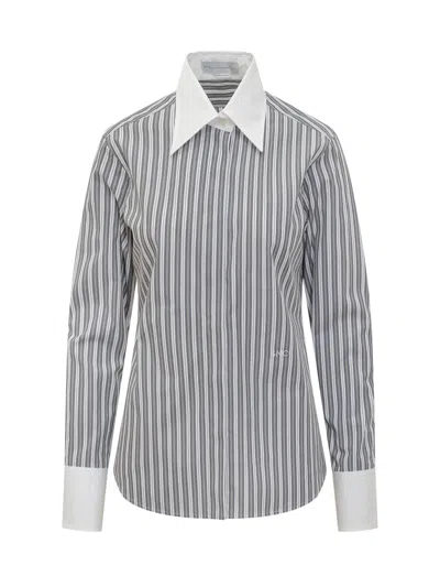 Stella Mccartney Classic Striped Shirt With Collar In Green