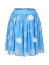 Stella Mccartney Light Blue Skirt For Girl With Clouds In Blue