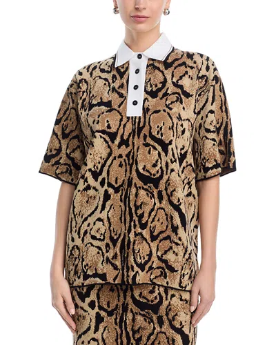 Stella Mccartney Cloud Leopard Polo Sweater In Gold