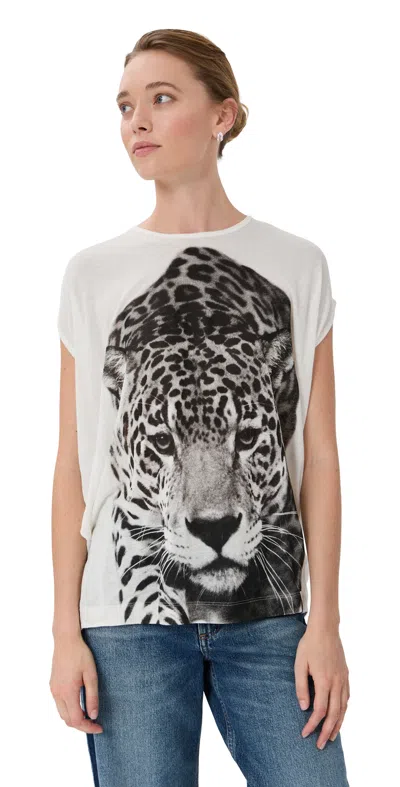 Stella Mccartney Womens Cream Cloud Leopard Woven T-shirt In Multi