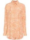 Stella Mccartney Cloud-print Silk Shirt In Orange