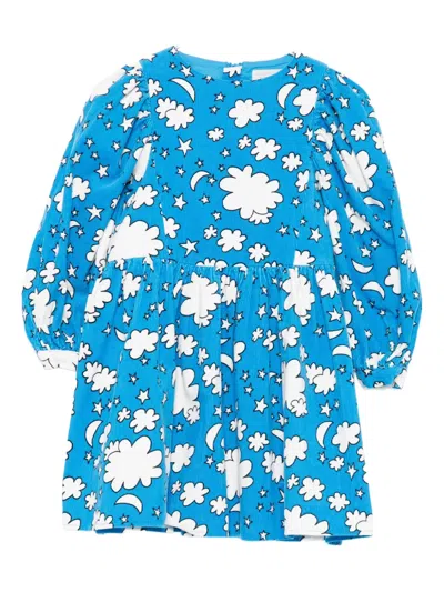 Stella Mccartney Kids' Cloud-star Print Corduroy Dress In Blue