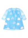 Stella Mccartney Light Blue Dress For Baby Girl With Clouds In Blue