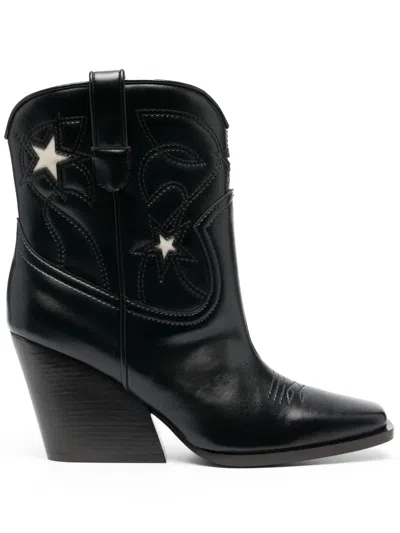 Stella Mccartney Cloudy Alter 85mm Embroidery Cowboy Boots In Black