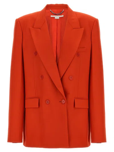 Stella Mccartney Double-breasted Wool Blazer Featuring Peak Lapels In Red