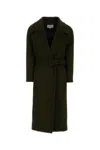 Stella Mccartney Bottle Green Wool Coat In Brown