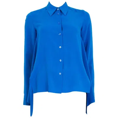 Pre-owned Stella Mccartney Cobalt Blue Silk Button Up Shirt 36 Xxs Blouse