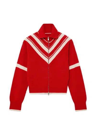 Stella Mccartney Collared Zipper Knit Jacket In Red