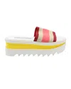 Stella Mccartney Color Block Platform Slides In White Faux Leather In White