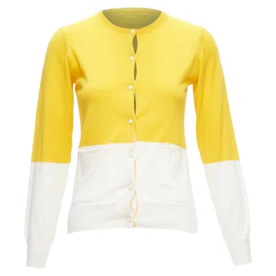 Stella Mccartney Colorblock Cotton Pocketed Cardigan Sweater In Yellow