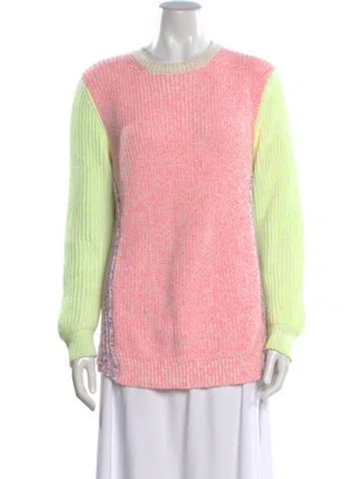 Pre-owned Stella Mccartney Colorblock Pattern Crew Neck Sweater In Orange