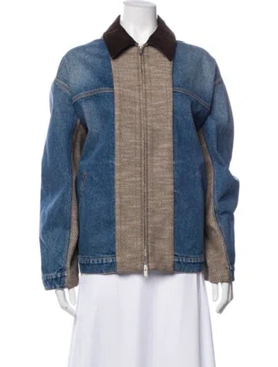 Pre-owned Stella Mccartney Colorblock Pattern Denim Jacket In Blue