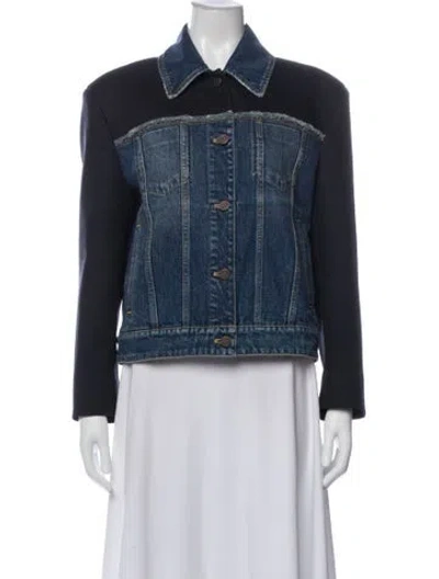 Pre-owned Stella Mccartney Colorblock Pattern Denim Jacket In Blue