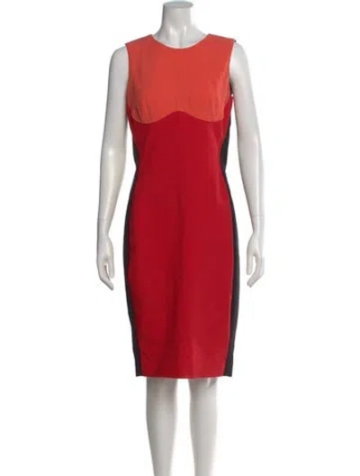 Pre-owned Stella Mccartney Colorblock Pattern Midi Length Dress In Red