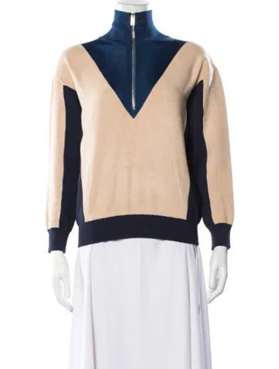 Pre-owned Stella Mccartney Colorblock Pattern Mock Neck Sweatshirt In Neutral