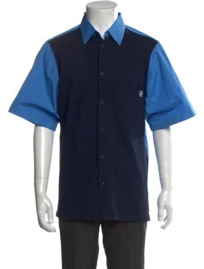 Pre-owned Stella Mccartney Colorblock Pattern Short Sleeve Shirt In Blue