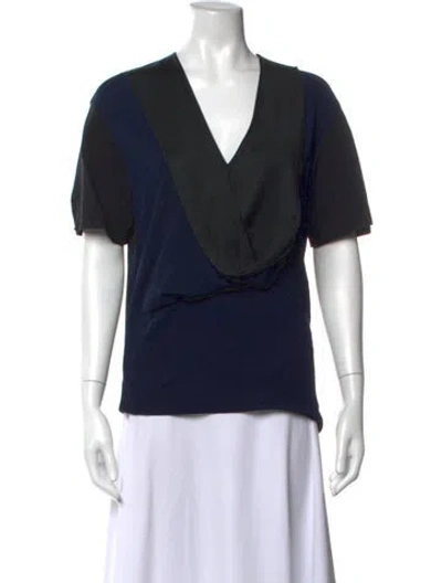 Pre-owned Stella Mccartney Colorblock Pattern V-neck Top In Blue
