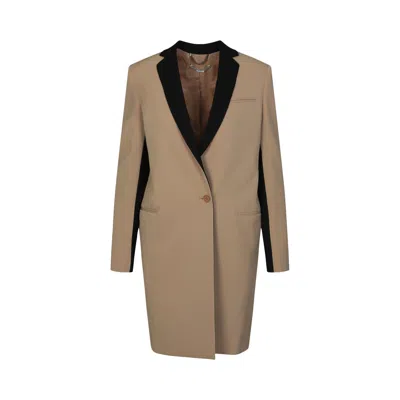 Pre-owned Stella Mccartney Colorblock Wool Coat 'sugarcane' | Tan | Women's Size 40 In Brown