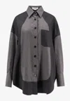 Stella Mccartney Colorblocked Wool Shirt In Gray