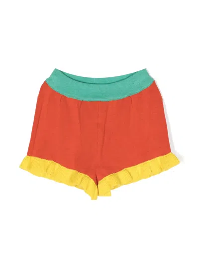 Stella Mccartney Kids' Colour-block Cotton Shorts In Red