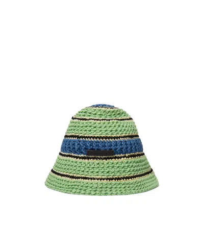 Stella Mccartney Colour-block Crochet Hat In Green