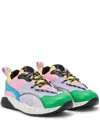 Stella Mccartney Kids Girls Purple Colourblock Faux Leather Trainers In Green