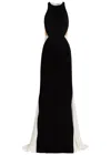 Stella Mccartney Colour-block Stretch-crepe Gown In Black
