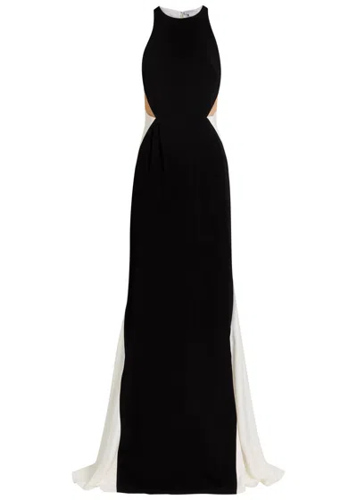 Stella Mccartney Colour-block Stretch-crepe Gown In Black