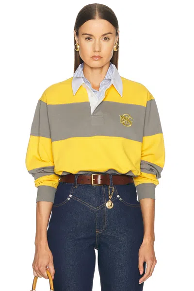 Stella Mccartney Colour Block Striped Polo In Yellow & Taupe