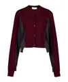 Stella Mccartney Spliced Colorblock Virgin Wool Crop Cardigan In Red
