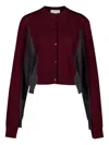 Stella Mccartney Spliced Colorblock Virgin Wool Crop Cardigan In Brown