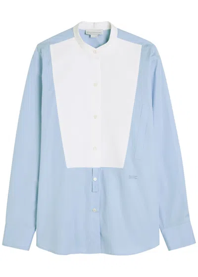 Stella Mccartney Colour-blocked Cotton-poplin Shirt In Blue