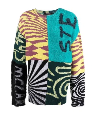 Stella Mccartney Colour-blocked Logo Jumper In Green