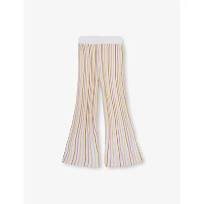 STELLA MCCARTNEY FLARED-LEG HIGH-RISE STRIPED KNITTED TROUSERS 4-14