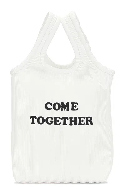 Stella Mccartney Come Together Slogan Printed Tote Bag In White