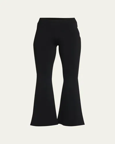 Stella Mccartney Compact Cropped Flare Knit Pants In Black