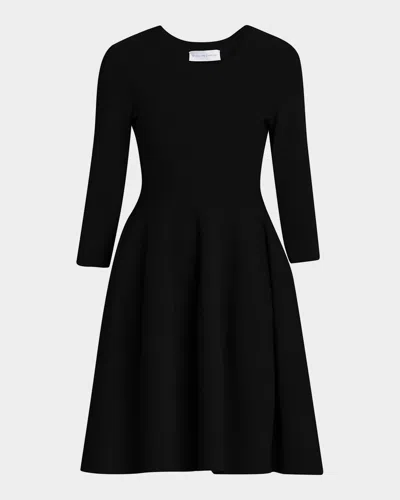 Stella Mccartney Compact Knit Fit-and-flare Knee-length Dress In Black