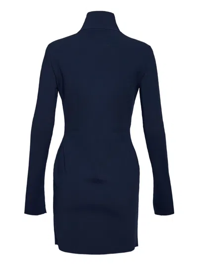 Stella Mccartney Compact Knit Lace Detailed Dress In Blue