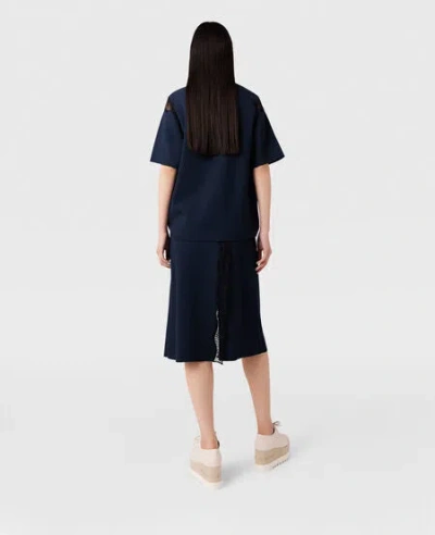 Stella Mccartney Compact Knit Lace Detailed Top In Blue