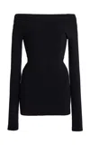 Stella Mccartney Compact Knit Off-the-shoulder Top In Black