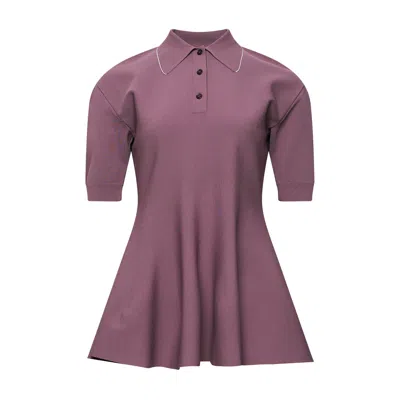 Stella Mccartney Compact Knit Peplum Polo In Purple