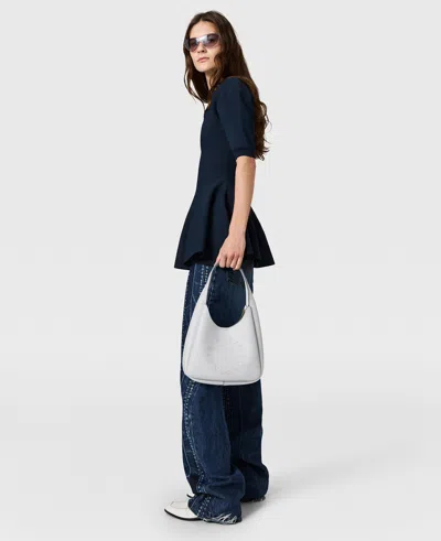 Stella Mccartney Compact Knit Peplum Polo Top In Blue