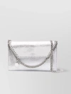 Stella Mccartney Silver-colored Cross-body Bag With Logo Charm In Faux Leather Woman In White