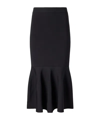 Stella Mccartney Compact-knit Flared Midi Skirt In Blue