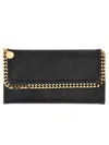 Stella Mccartney Black Falabella Continental Flap Wallet In Black