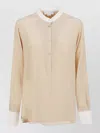Stella Mccartney Contrast Collar Shirt Long Sleeve Pleat In Neutral