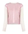 Stella Mccartney Contrast-panel Cable-knit Jumper In Pink